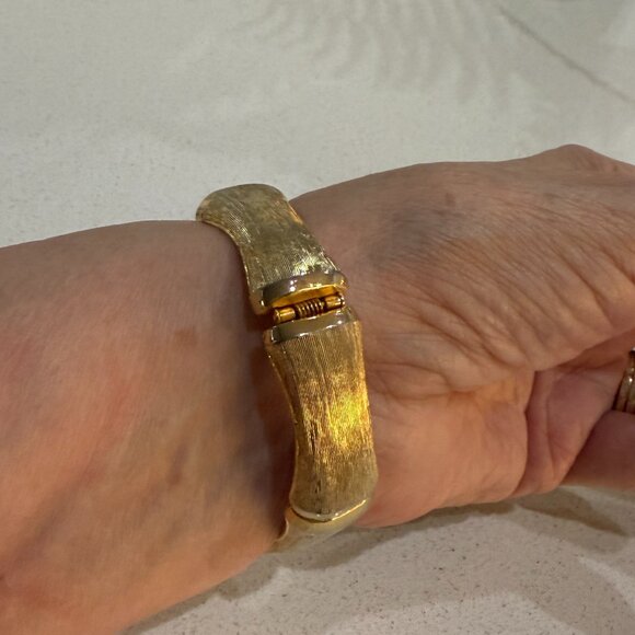 Gold Tone Metallic Clamp Bracelet - Picture 3 of 8